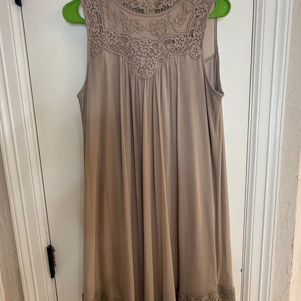 Altar'd State Taupe Lace Mini Dress